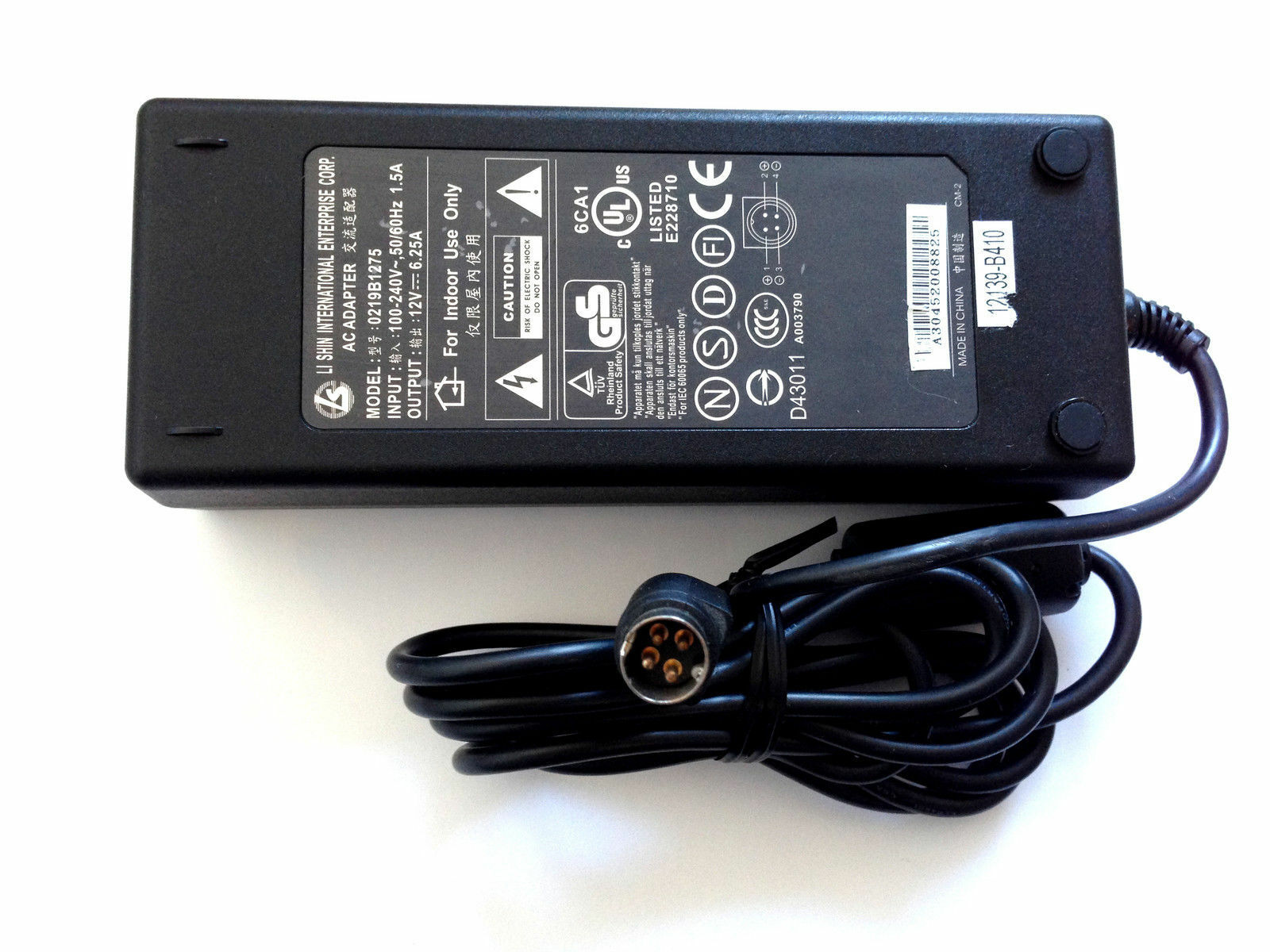 New Li Shin AC Adapter 0219B1275 12V 6.25A 4 Pin power supply Specification: Brand:LI SHIN Model:0